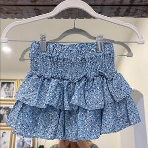 Janie and Jack Blue Floral Ruffle Skirt
